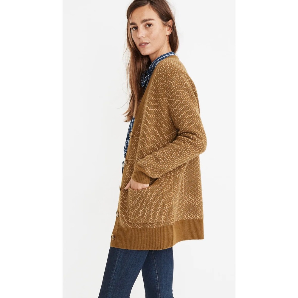 Madewell Mustard Oversized Cardigan Sweater Women's Small Cozy Knit - Picture 2 of 9
